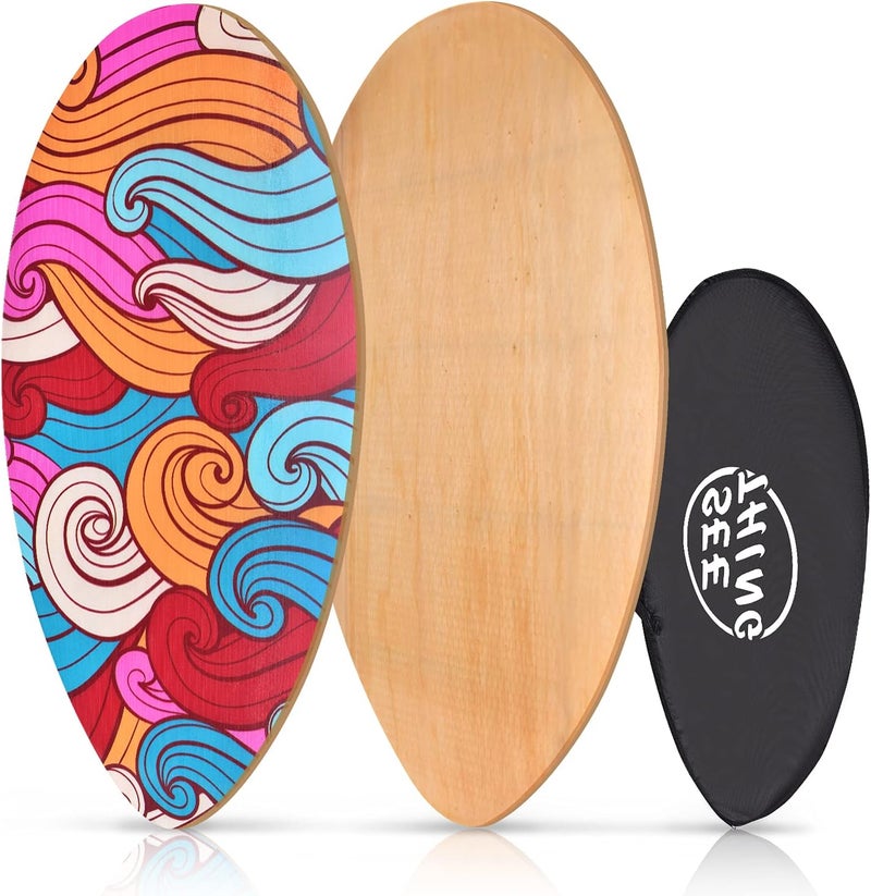 Seething 35 Inch Skimboard with High Gloss Coat Wood Skim Board for Beginners,Kids, Teenagers, Adults and All Skimming - Image 1
